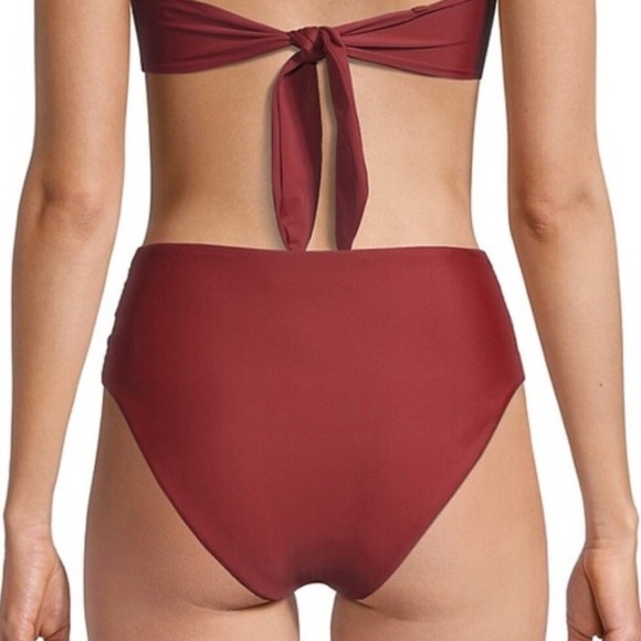 NWT Veronica Beard Azoia Tie Front Bikini Bottom Women's Deep Brick Elastic XS - Picture 2 of 8